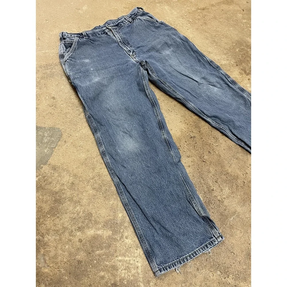 Carhartt B17DPS Jeans Mens 38x30 Stone‎ Wash Blue Relaxed Fit Straight Leg